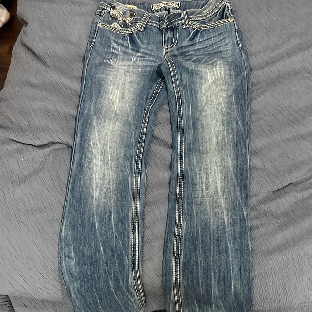 YMI Blue Boot Cut Jeans with Vintage Fading
